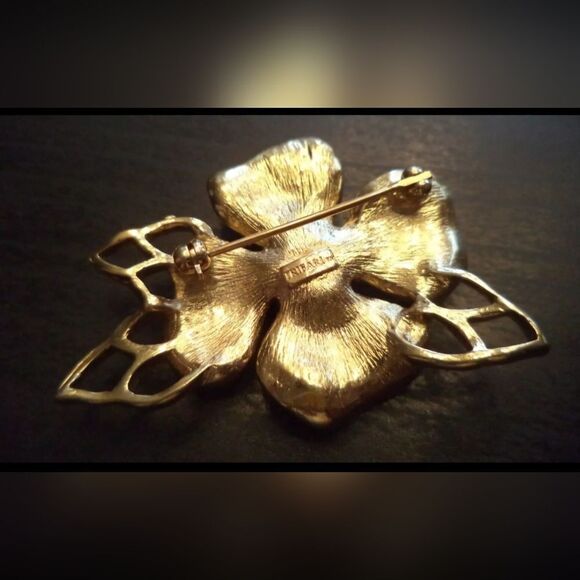 RARES VTG ESTATE SIGNED TRIFARI ENAMELED FLOWER 2" BROOCH EXCELLENT CONDITION - Picture 2 of 12